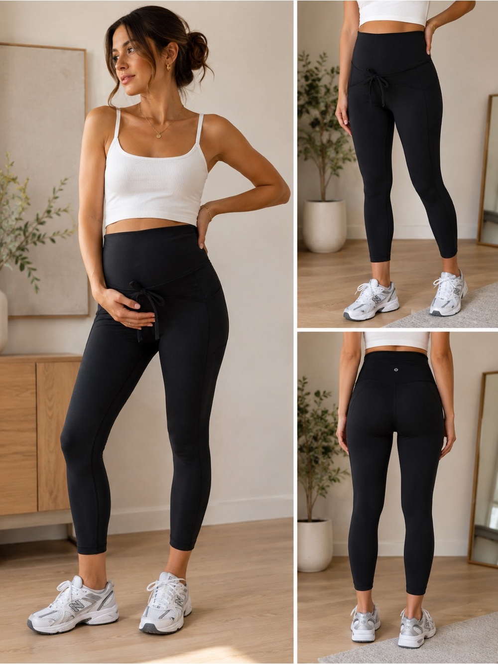 Lululemon Black Maternity High Rise Leggings Pants Size 2 Drawstring